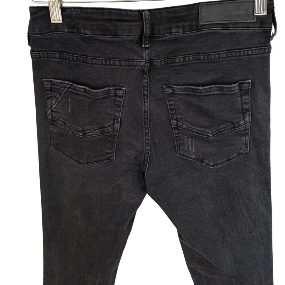 ZADIG & VOLTAIRE Eva Gris Destroy Deluxe Black Skinny Jeans Size 26 - Picture 12 of 16